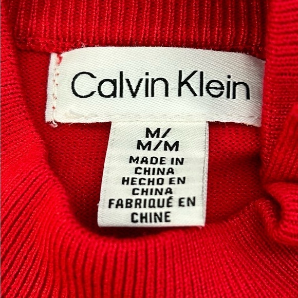 Calvin Klein/ NWT/ Red/ mock Neck with Gold buttons / size M/M - Picture 7 of 12